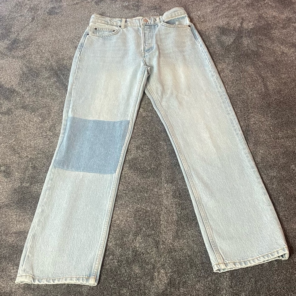 REFORMATION Tahoe Blue Jeans With Darker Blue Patch ( 26 )